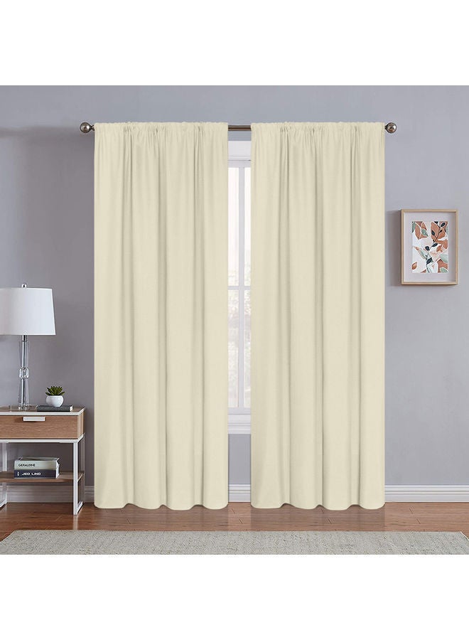 NIBEMINENT 2-Piece Semi Blackout Curtains Beige - Image 2