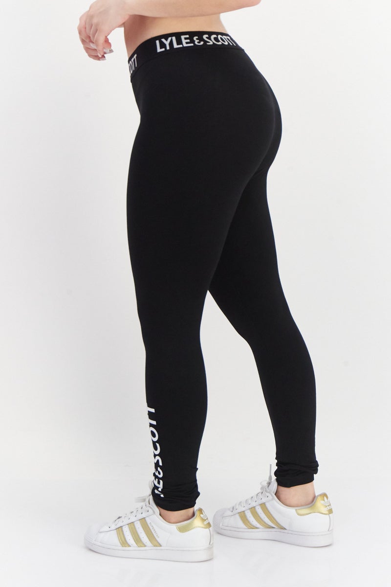 Lyle & Scott Women Sportswear Fit Brand Logo Training Leggings, Black - Image 2