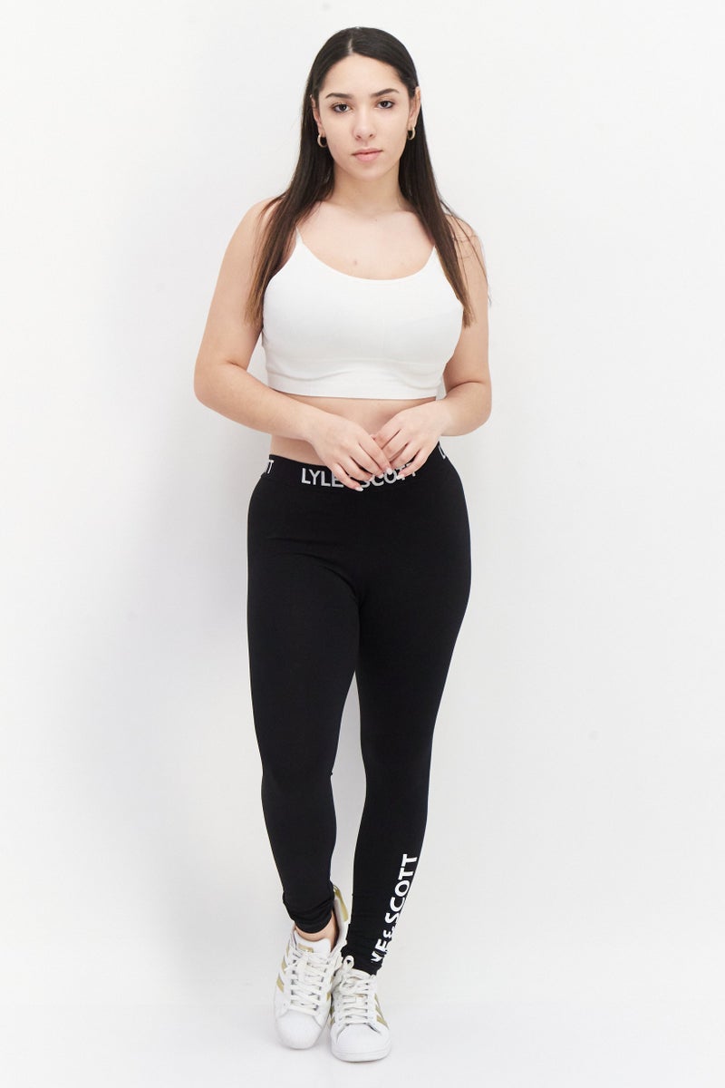 Lyle & Scott Women Sportswear Fit Brand Logo Training Leggings, Black - Image 3
