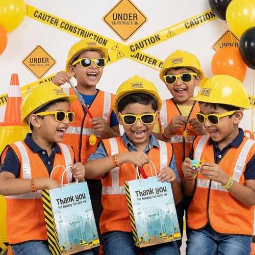 Party Propz Construction Theme Birthday Return Gifts for Kids - 70 Pcs,3D Toys,Tool Pen,Key Chain,Eyeglasses,Slap Bands, Gift Bag, Construction Theme Decoration, Birthday Return Gift for Kids 6-12 - Image 5