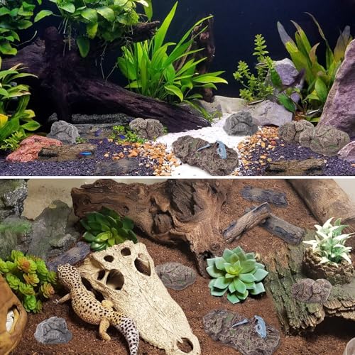 Morofme 7pcs Artificial Tree Stump Fake Rocks Plastic Tree Trunk Micro-Landscape Stone Figurines Plastic Wood Diorama Stumps Ornaments Miniature Stone for Projects Sand Table Landscape Train Garden - Image 5