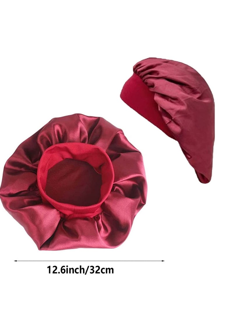 ECVV YOUGE 3Pcs Oversize Silk Satin Hair Bonnet for Sleeping, Sleep Bonnet with Elastic Soft Band,Sleep Bonnet Sleep Cap for Hair Curly Hair Sleeping Natural Hair - Image 3