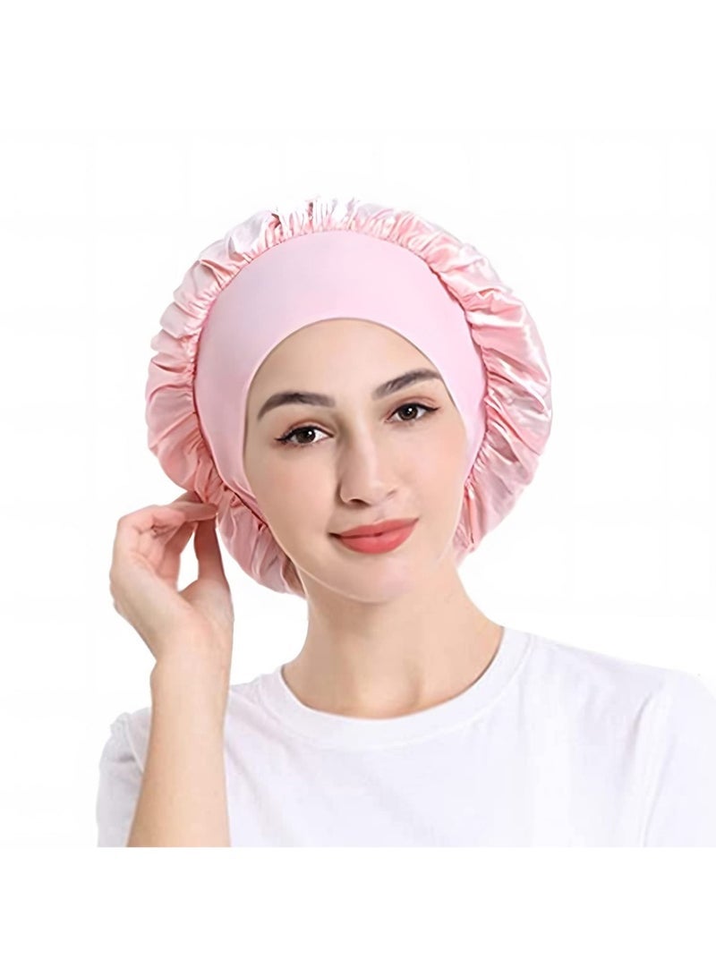 ECVV YOUGE 3Pcs Oversize Silk Satin Hair Bonnet for Sleeping, Sleep Bonnet with Elastic Soft Band,Sleep Bonnet Sleep Cap for Hair Curly Hair Sleeping Natural Hair - Image 2