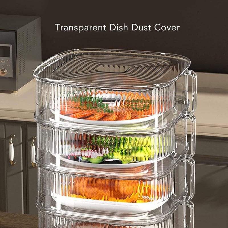Transparent Dish Dust Cover,Dustproof Multi Layer Dish Cover Multifunctional Food Cover (3 Layers) - Image 3