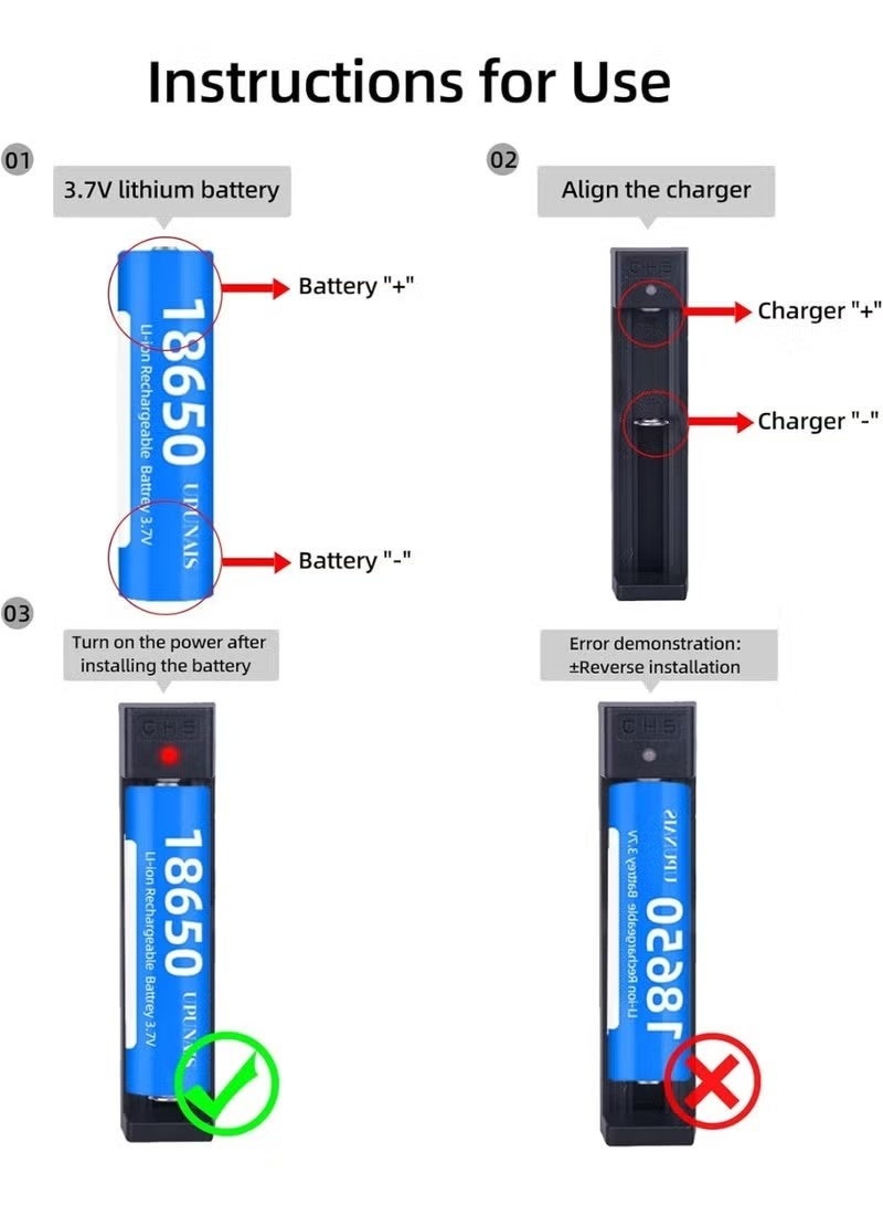 18650 li-ion Battery Charger, Suitable for 3.7v Battery 20700 10440 14500 18500 16340 17500 18650 Charger Charger, USB Single Slot Battery Charger (Battery not Included) - Image 4