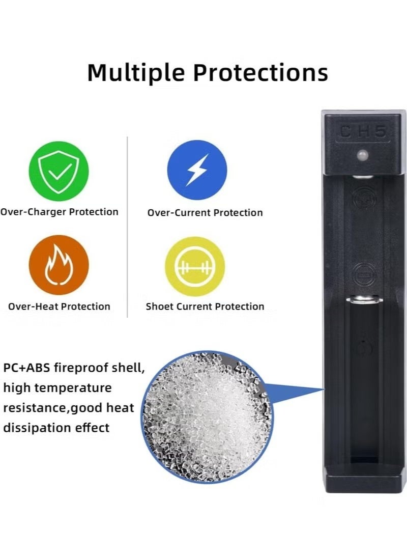 18650 li-ion Battery Charger, Suitable for 3.7v Battery 20700 10440 14500 18500 16340 17500 18650 Charger Charger, USB Single Slot Battery Charger (Battery not Included) - Image 5