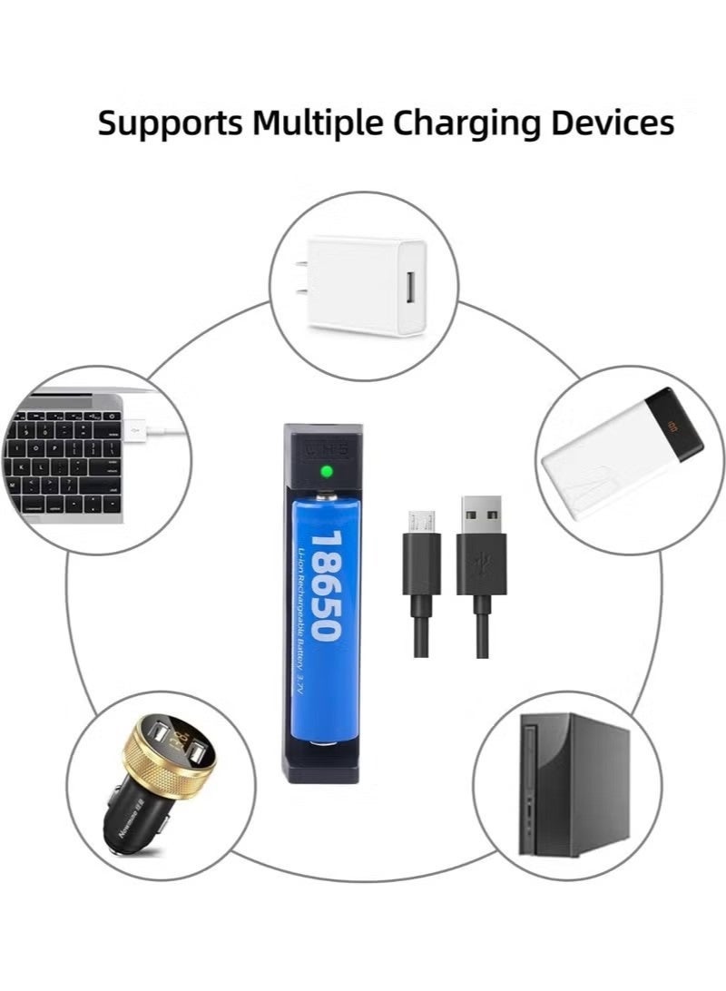 18650 li-ion Battery Charger, Suitable for 3.7v Battery 20700 10440 14500 18500 16340 17500 18650 Charger Charger, USB Single Slot Battery Charger (Battery not Included) - Image 3