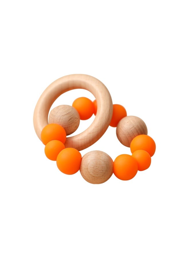 Baby's Molar Bracelet Hand-held Toy Wooden Elephant Eco-friendly Round Beech Cartoon Animal Molar Gel
