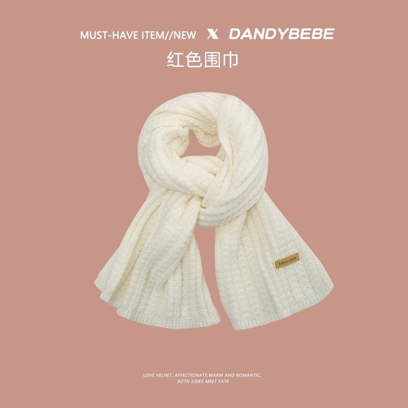 Children'S Scarf Red Christmas Boys And Girls Year Thickeneded Warm Knitted Wool Baby Scarf - Image 1