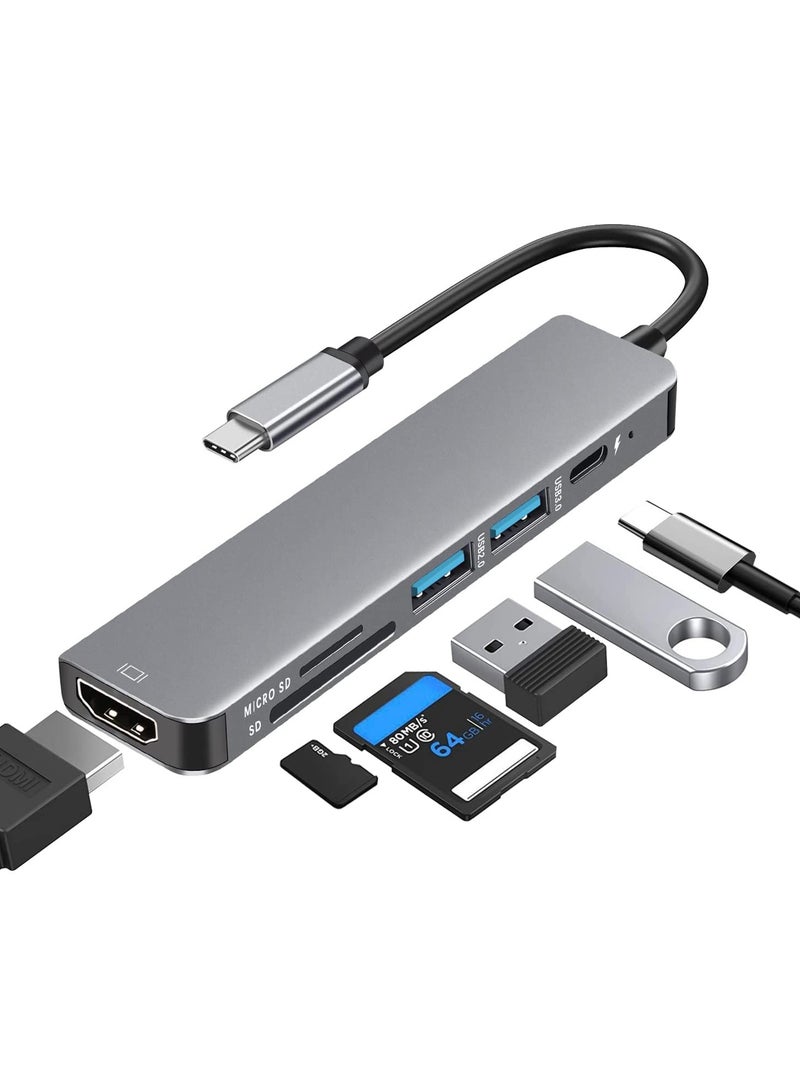 USB C Hub with 100W PD Charging, Type C to HDMI 4K 30Hz Adapter, USB Hub 3.0 5Gbps Data Transfer Ports, Compatible for MacBook Pro/Air 2023 M2/M1, iPad Pro/Air, HP, Dell, ASUS, Lenovo - Image 2