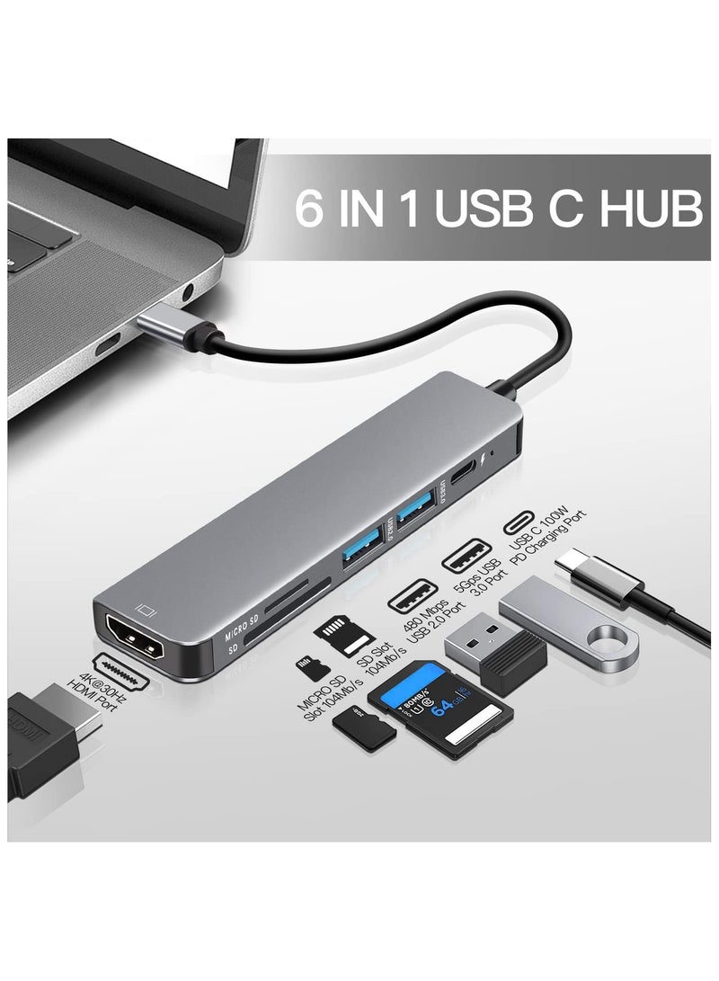 USB C Hub with 100W PD Charging, Type C to HDMI 4K 30Hz Adapter, USB Hub 3.0 5Gbps Data Transfer Ports, Compatible for MacBook Pro/Air 2023 M2/M1, iPad Pro/Air, HP, Dell, ASUS, Lenovo - Image 1
