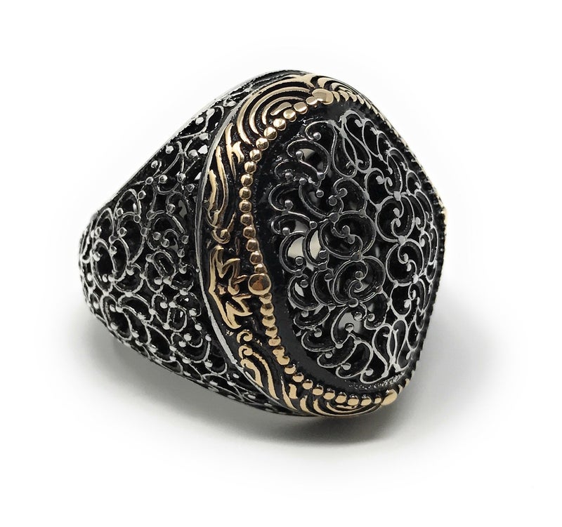 KAR 925K Stamped Sterling Silver Heavy Ottoman Mens Ring I1R 8