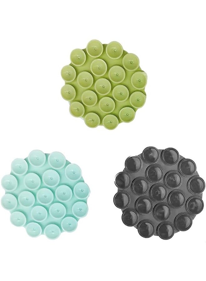 GO-DES 3PCS Phone Suction Holder Back of Phone, Silicone Suction Cup Phone Case Adhesive Shower Mount, Adhesive Silicone Suction Cup Phone Holder Case, Phone Gripper Stickers On The Wall（Green,Blue,Black）. - Image 1