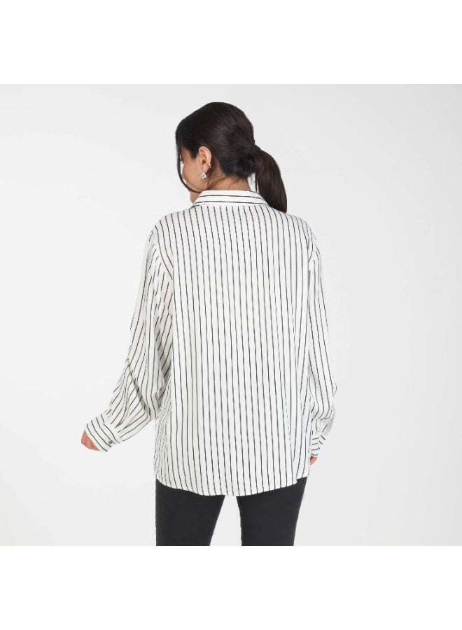 Linelle Soft Crepe Ladies Shirt – Collar Neck, Full Sleeves and Floral Embroidery - Image 2
