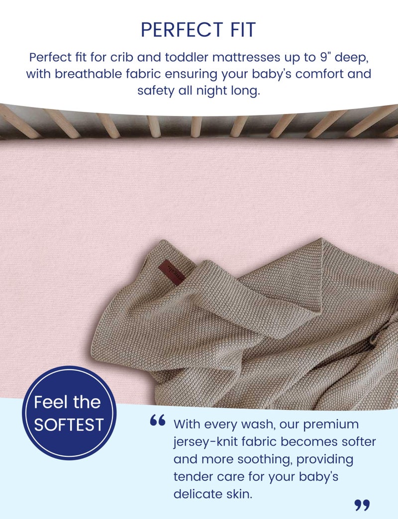 TotAha Premium Stretchy Crib Sheets (2-Pack)-Hypoallergenic, Silky Comfort, Buttery Soft, Calming Effect, All-Season Jersey-Knit Sheets, 9'' Extra Deep Pocket - Image 2