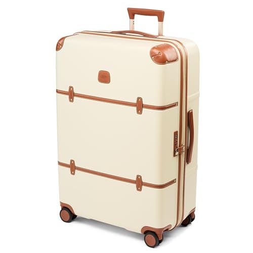 Bric's Brics Bellagio 30 Spinner Trunk Luxury Hardshell Check In Luggage with Large Wheels Telescopic Handle Leather Detailing Expandable Rolling Suitcase 30 Cream - Image 1