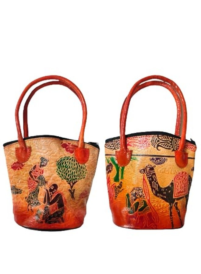 CLASSIQUE Shantiniketan Pure Leather Ethnic Printed Hand Bag Purse Small (Combo Of 2) - Image 2