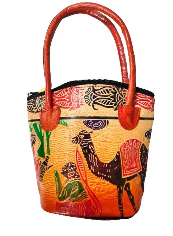 CLASSIQUE Shantiniketan Pure Leather Ethnic Printed Hand Bag Purse Small (Combo Of 2) - Image 5
