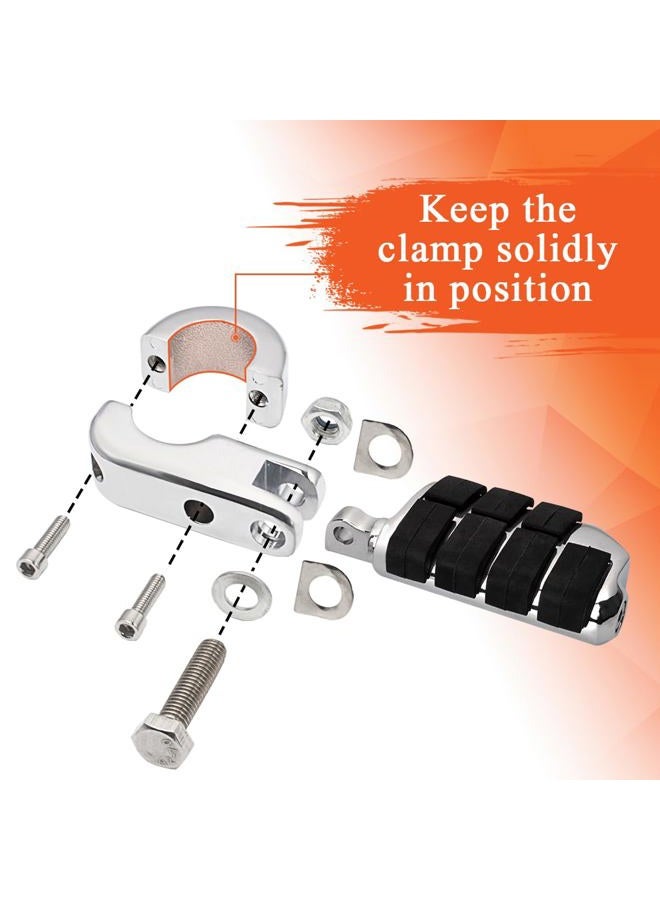 FOVPLUE 1.25" Highway pegs,Highway Footpegs With 1.25" Engine Guard Foot Rest P-Clamps Mounts Kits For Harley Davidson Touring Road King Street Softail Dyna Sportster Chrome - Image 5