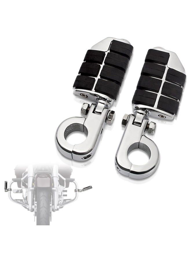 FOVPLUE 1.25" Highway pegs,Highway Footpegs With 1.25" Engine Guard Foot Rest P-Clamps Mounts Kits For Harley Davidson Touring Road King Street Softail Dyna Sportster Chrome - Image 1