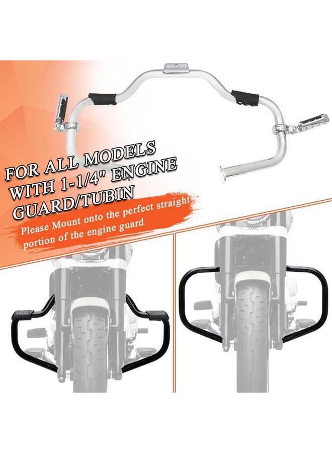 FOVPLUE 1.25" Highway pegs,Highway Footpegs With 1.25" Engine Guard Foot Rest P-Clamps Mounts Kits For Harley Davidson Touring Road King Street Softail Dyna Sportster Chrome - Image 4