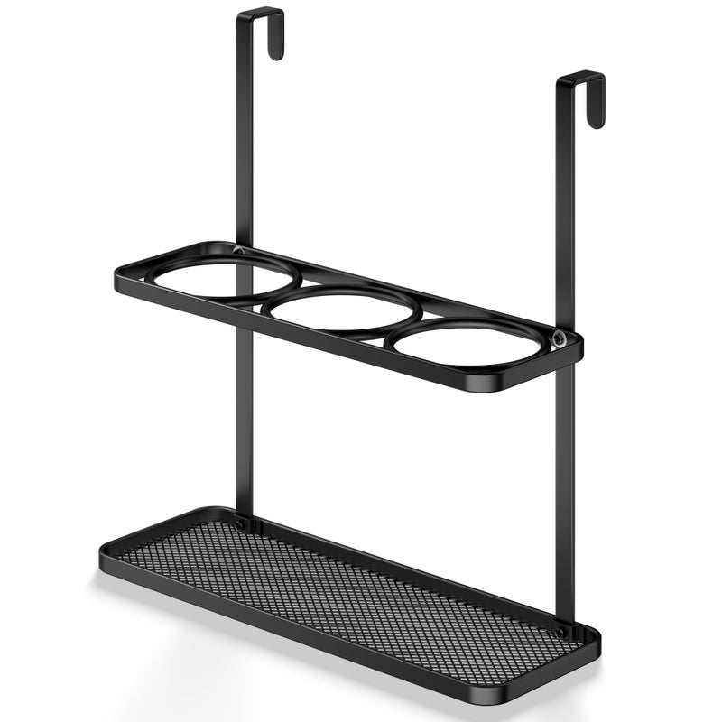 Josmimic 3-in-1 Hair Tool Organizer Holder for Dryer, Straightener & Curling Iron - Mounts on Cabinet Door&Tabletop, Black - Image 1