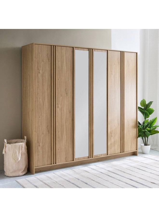 Home Box Dynasty 6-Door Wardrobe with 2 Drawers and Mirror 55 x 220 x 235 cm  - Image 1