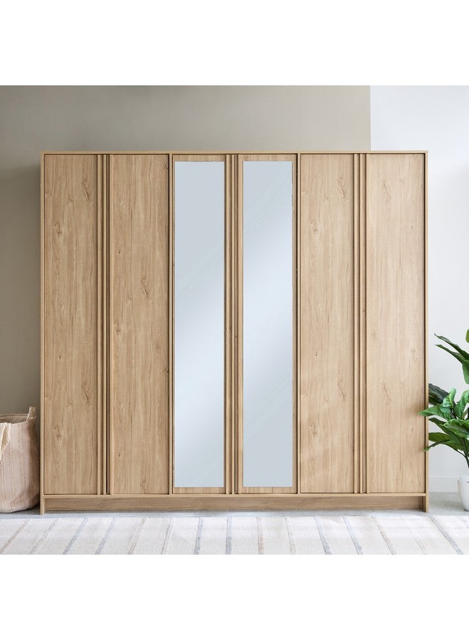 Home Box Dynasty 6-Door Wardrobe with 2 Drawers and Mirror 55 x 220 x 235 cm  - Image 2