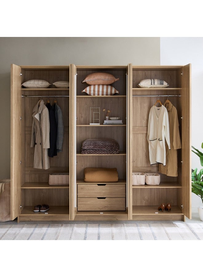 Home Box Dynasty 6-Door Wardrobe with 2 Drawers and Mirror 55 x 220 x 235 cm  - Image 3