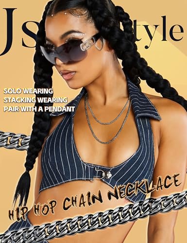 Jstyle 3 Pcs Cuban Link Chain for Men Women 316L Stainless Steel Chain Necklace 3.5mm Non Tarnish Necklaces Black Silver Gold Tone Chains 20 Inch - Image 4