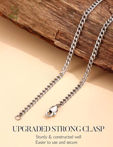 Jstyle 3 Pcs Cuban Link Chain for Men Women 316L Stainless Steel Chain Necklace 3.5mm Non Tarnish Necklaces Black Silver Gold Tone Chains 20 Inch - Image 5