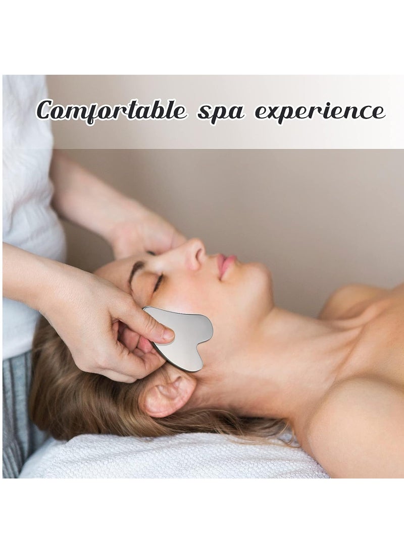 MOSH - Stainless Steel Gua Sha Tool Facial Gua Sha Tool Tighten Skin Care Tools Massage Beauty Tool for Body Eyes Neck Massager with Travel Pouch (Heart model) - Image 1