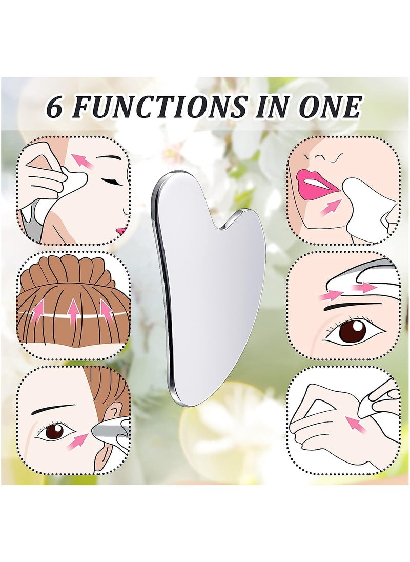 MOSH - Stainless Steel Gua Sha Tool Facial Gua Sha Tool Tighten Skin Care Tools Massage Beauty Tool for Body Eyes Neck Massager with Travel Pouch (Heart model) - Image 1
