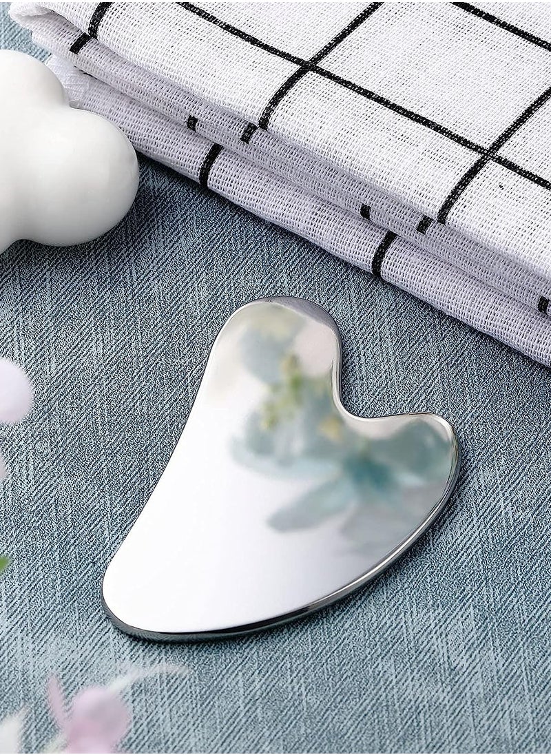 MOSH - Stainless Steel Gua Sha Tool Facial Gua Sha Tool Tighten Skin Care Tools Massage Beauty Tool for Body Eyes Neck Massager with Travel Pouch (Heart model) - Image 1