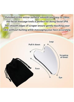 MOSH Stainless Steel Gua Sha Tool Facial Gua Sha Tool Tighten Skin Care Tools Massage Beauty Tool for Body Eyes Neck Massager with Travel Pouch (Heart model)  - Image 4