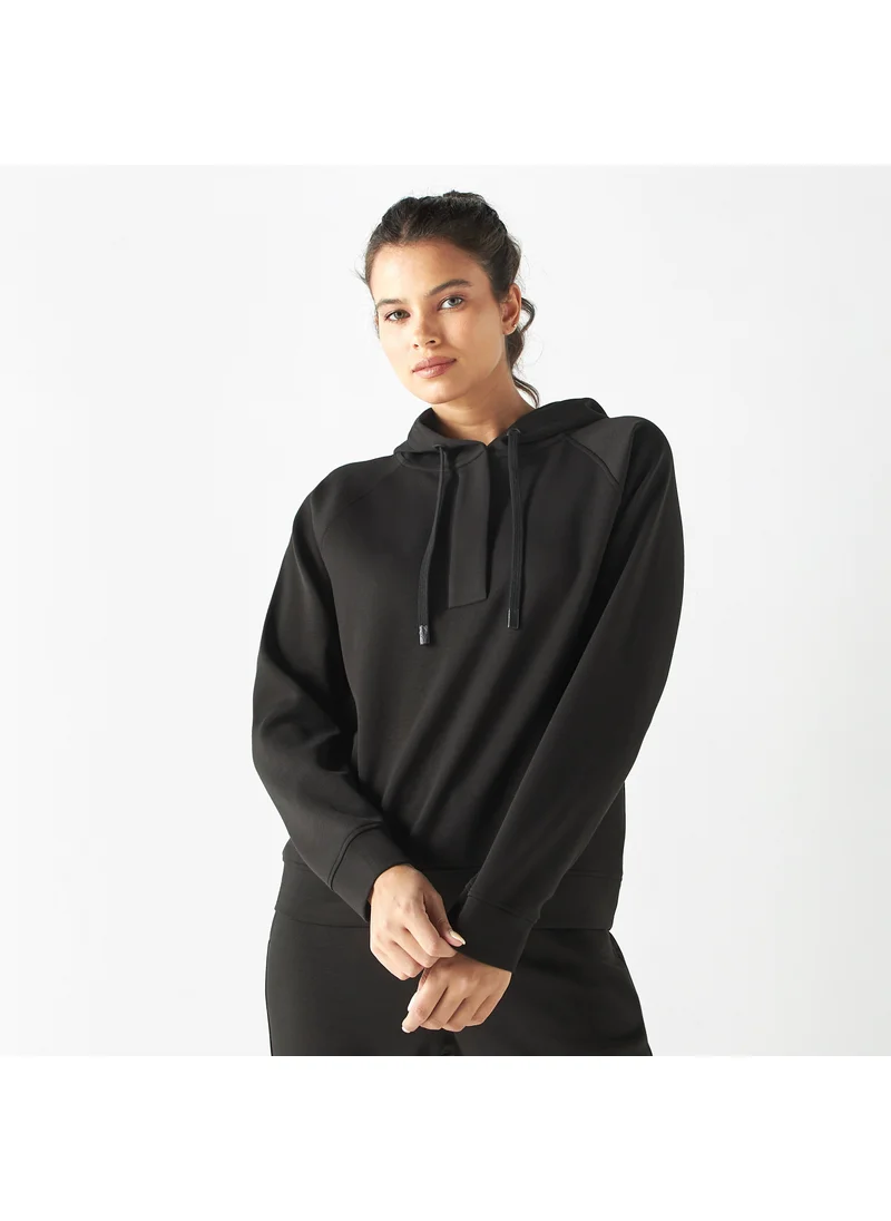 ADOT by Splash Solid Hoodie with Placket Detail and Long Sleeves