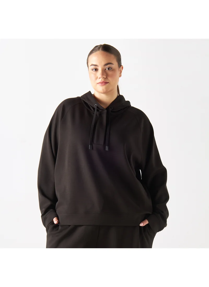 ADOT by Splash Solid Hoodie with Placket Detail and Long Sleeves