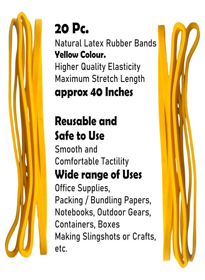 IMPRINT 9.5 Inch (24 cm) Flat Length Large Rubber Bands, Heavy Duty, Wide, for Office Supplies, Home, Craft etc. Yellow/Red colored, Jumbo Size Bands, Elastic Bands (20 Pieces) - Image 3