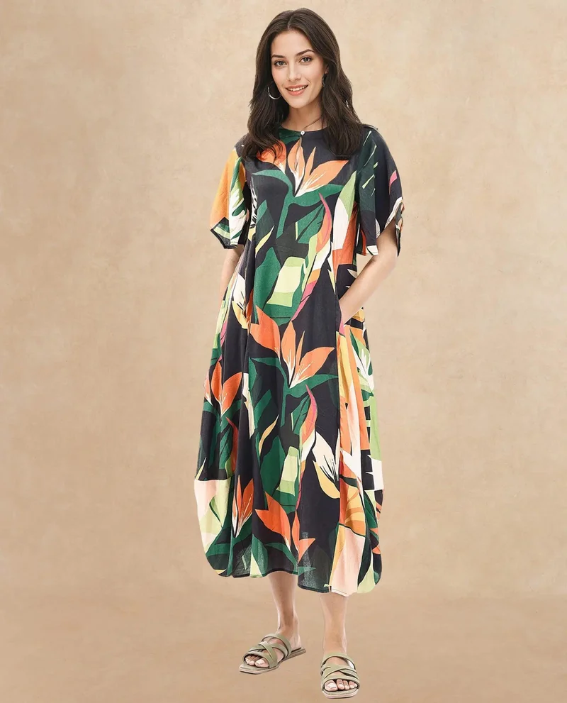 ريريزم Women's Botanical Elegance Calf Length Dress