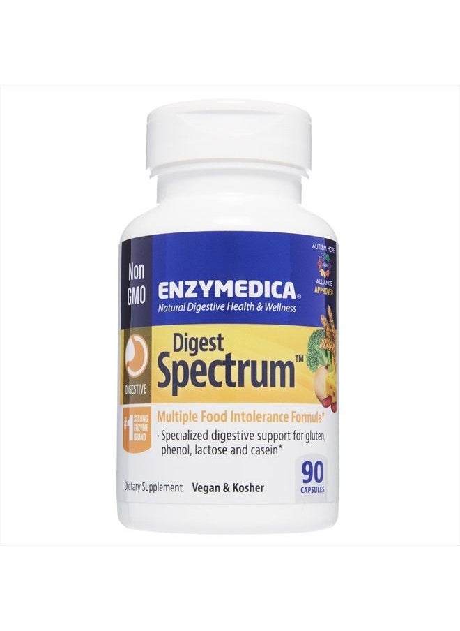 ENZYMEDICA Digest Spectrum, Enzymes for Multiple Food Intolerances, Breaks Down Problem Foods, 90 Capsules  - Image 1