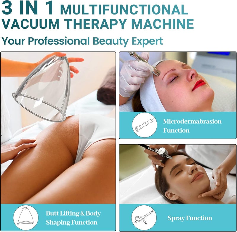 MYSWEETY جهاز العلاج بالشفط 3 في 1 مجموعة العلاج بالحجامة متعددة الوظائف جهاز العناية بالبشرة الاحترافي مع مسدس الرش جهاز تجميل للاستخدام المنزلي 080 سم زئبق 1800 مل - Image 2
