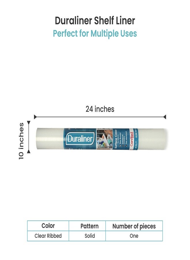 Con-Tact Brand Duraliner Shelf Liner, Non-Adhesive and Multi-Use Drawer Liner, Made of Vinyl, Waterproof Liner, 24" x 10', Clear Ribbed - Image 2