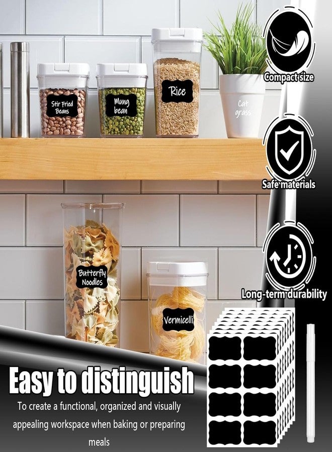 CONSILA Waterproof Blackboard Sticker Set of 24 Sticker, Self Adhesive Stickers for Spice Jar Labels - Kitchen - Set of Chalk Seasoning Jar, Chalkboard Labels Kitchen & Pantry with Pen Containers - Image 5