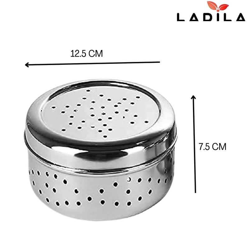 Ladila صندوق تخزين الكزبرة من الفولاذ المقاوم للصدأ لاديلة مجموعة صناديق أوراق الكاري براعم حاوية دبا فضي 850 مل - Image 2