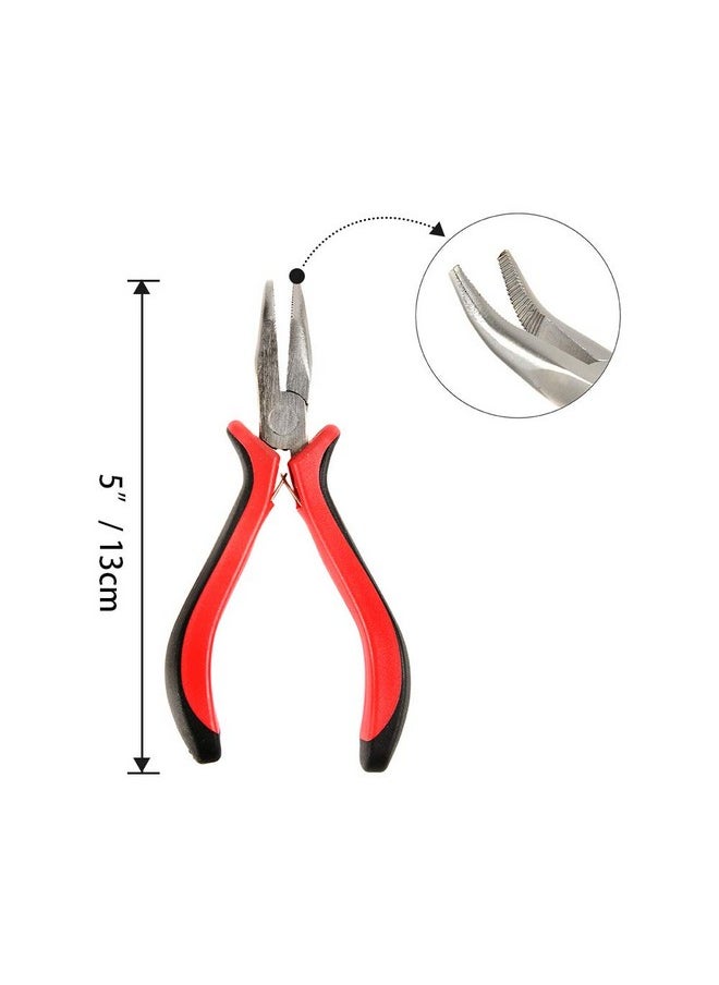 CREATE BEAUTY - Hair Extension Tools Kit Pliers Pulling Hook Bead Device Tool Kits With 600 Pieces 5Mm Silicone Lined Micro Rings (Black Dark Brown Brown) - Image 1