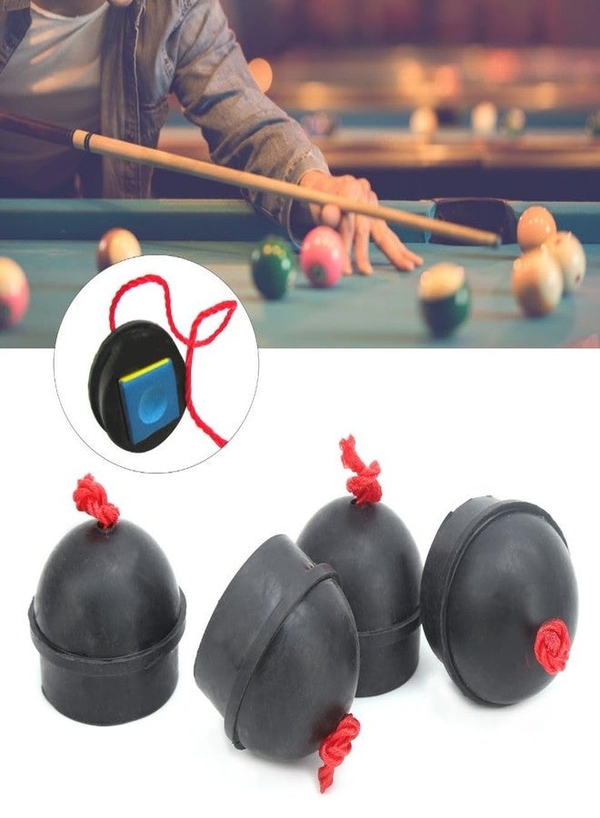 Chiffonade 4pcs Cue Chalk Holder with Cord, Rubber Pocket Billiard Pool Chalk Holders 1.57 x 1.38 x 1.57in for Cue Tip Chalk Accessory(Black) - Image 2