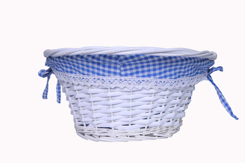 KRZIL Oypeip Easter Basket Gift Basket Oval Willow Round Wicker Storage Basket With One Drop Down Handle Easter Baskets for Kids Fabric Cotton Linen For Office, Bedroom, Closet, Toys - Image 2