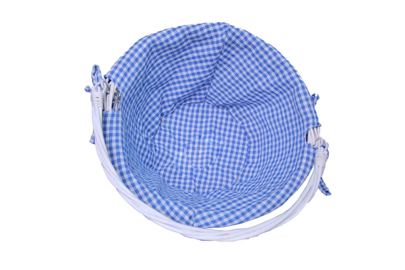 KRZIL Oypeip Easter Basket Gift Basket Oval Willow Round Wicker Storage Basket With One Drop Down Handle Easter Baskets for Kids Fabric Cotton Linen For Office, Bedroom, Closet, Toys - Image 3