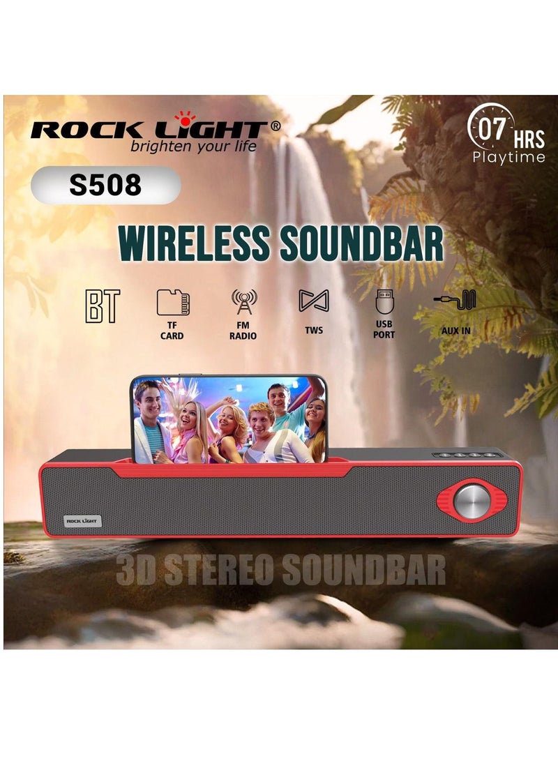 ROCK LIGHT 3D Stereo Wireless Soundbar with RGB Light RL-S508 with TWS Support, AUX, BT V5.0, USB Port, TF Card and FM Radio - Image 2