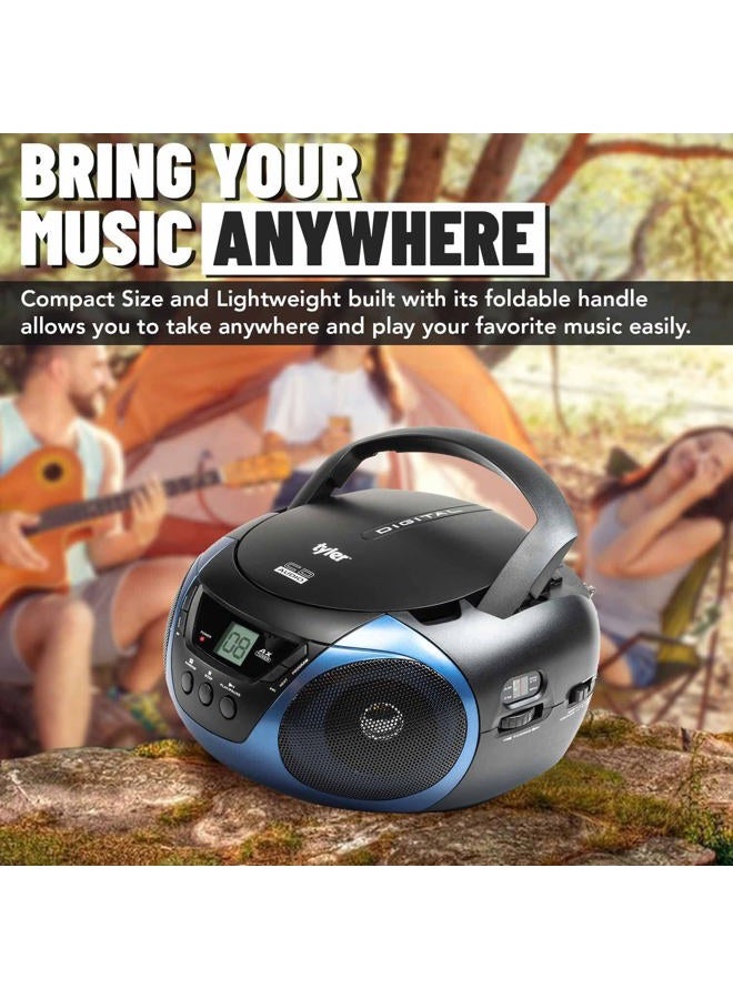 Tyler Portable Sport Stereo CD Player TAU101-BL with AM/FM Radio and Aux & Headphone Jack Line-in (Blue) - Image 3